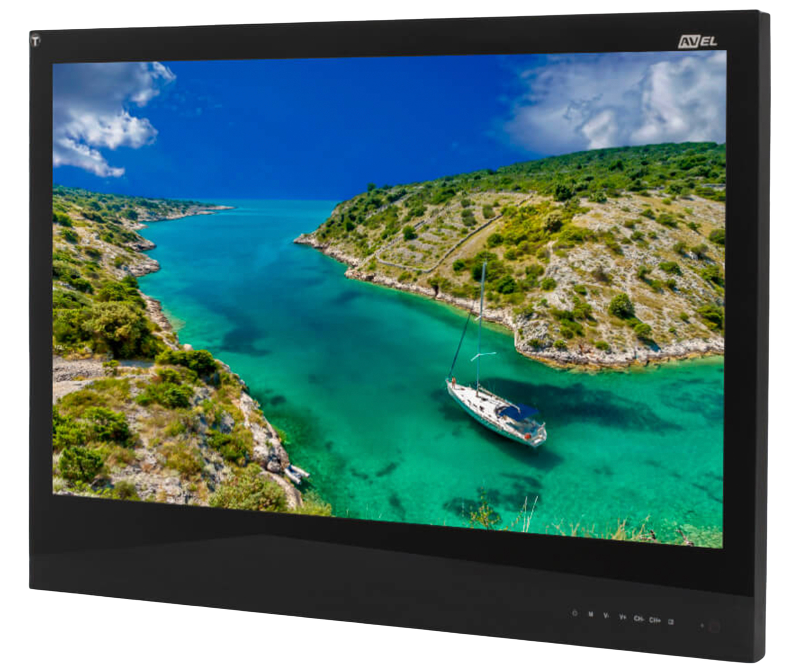 Kitchen cabinet television close up